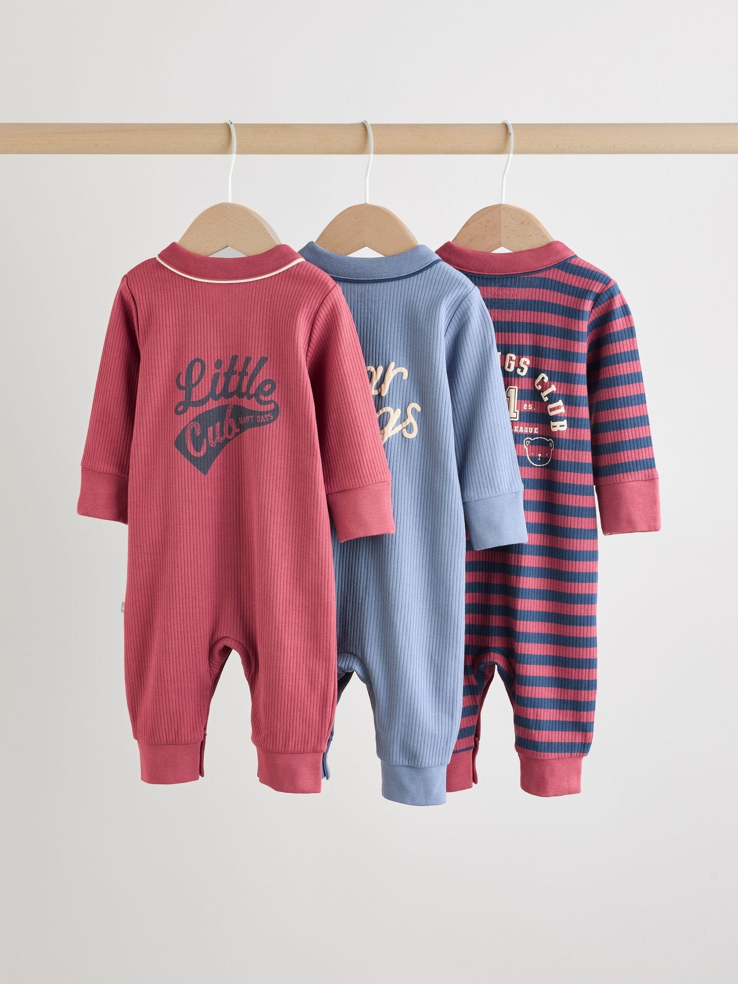 Burgundy Red Baby Sleepsuits 3 Pack (0mths-3yrs)