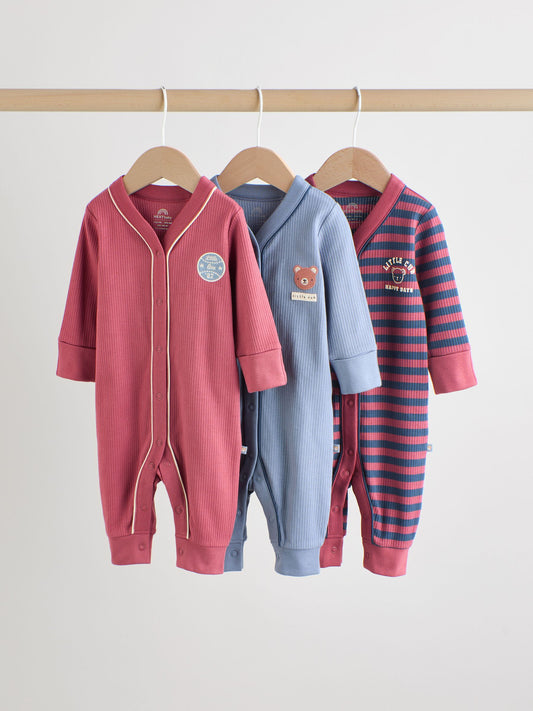 Burgundy Red Baby Sleepsuits 3 Pack (0mths-3yrs) image 1