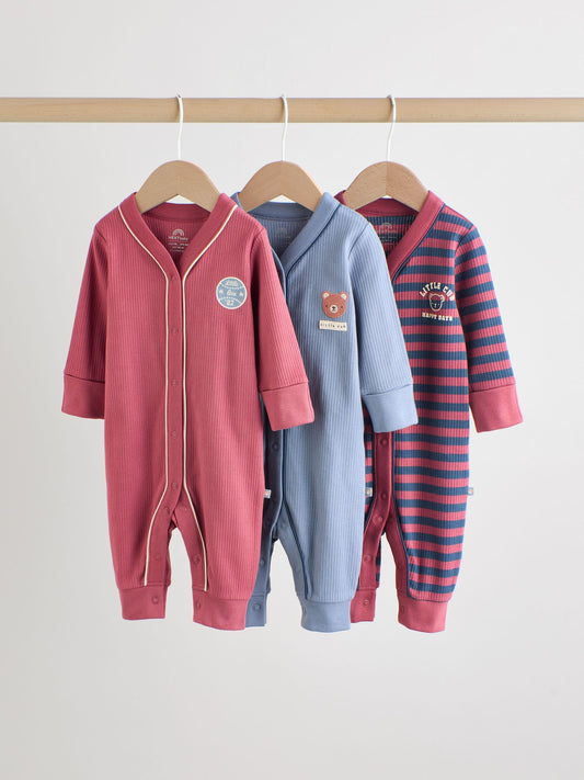 Burgundy Red Baby Sleepsuits 3 Pack (0mths-3yrs)