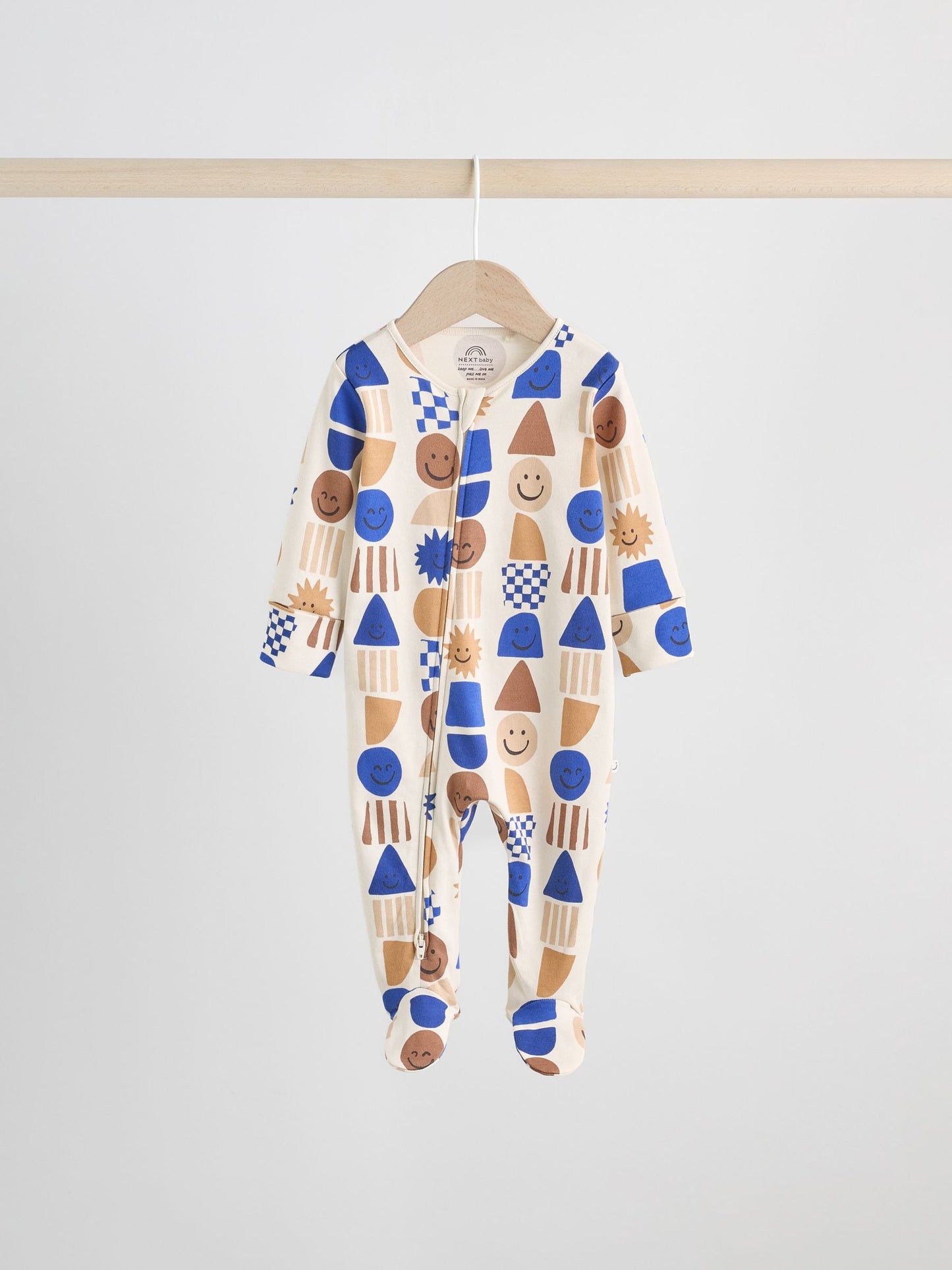 Cobalt Blue Baby Two Way Zip Sleepsuits 3 Pack (0-2yrs)