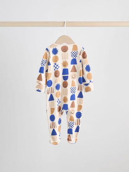 Cobalt Blue Baby Two Way Zip Sleepsuits 3 Pack (0-2yrs)