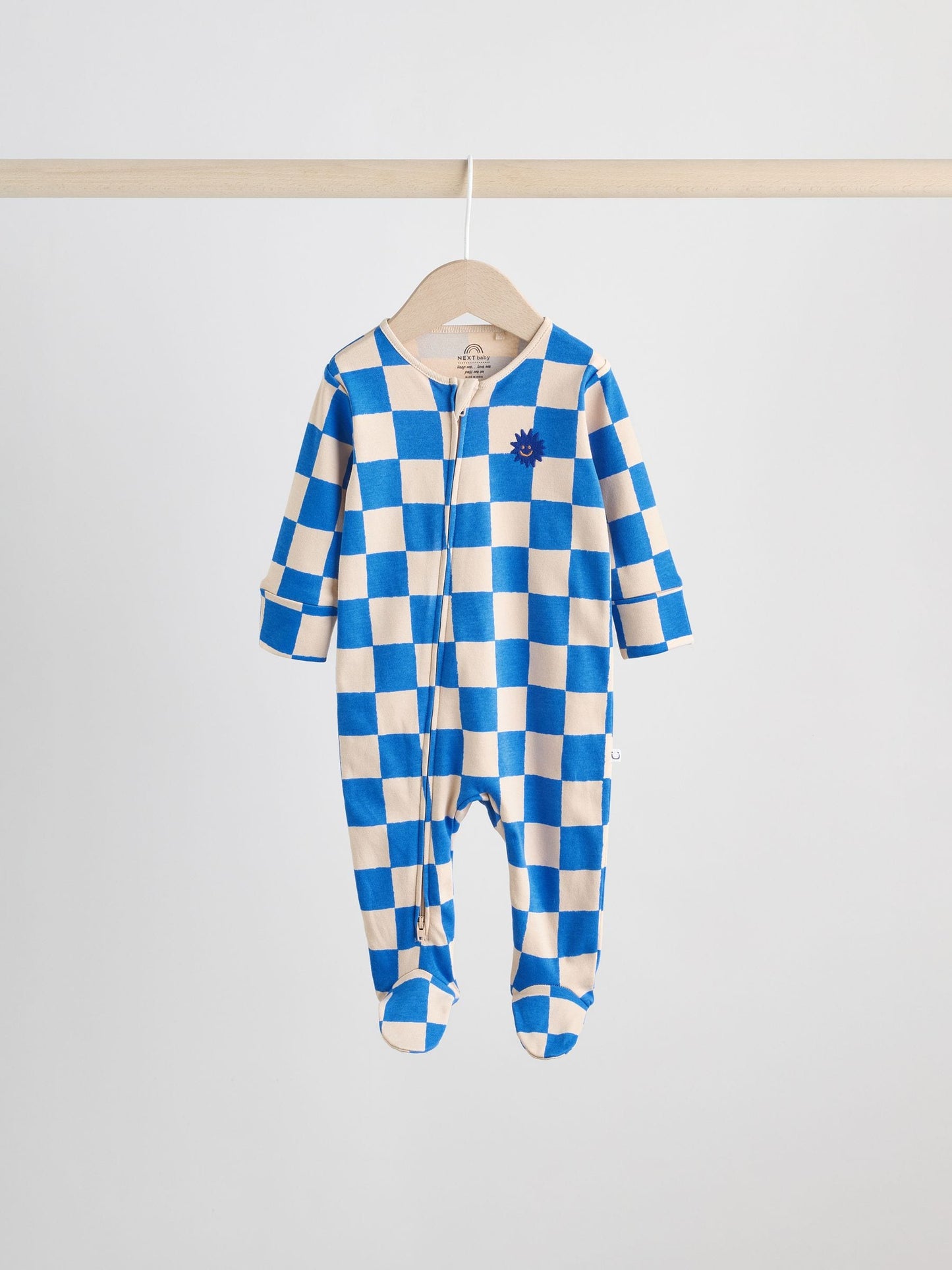 Cobalt Blue Baby Two Way Zip Sleepsuits 3 Pack (0-2yrs)