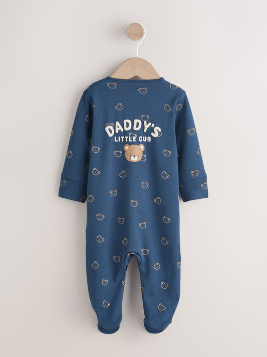 Navy Daddys Little Cub Baby Family Sleepsuit (0-2yrs)