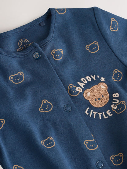 Navy Daddys Little Cub Baby Family Sleepsuit (0-2yrs)
