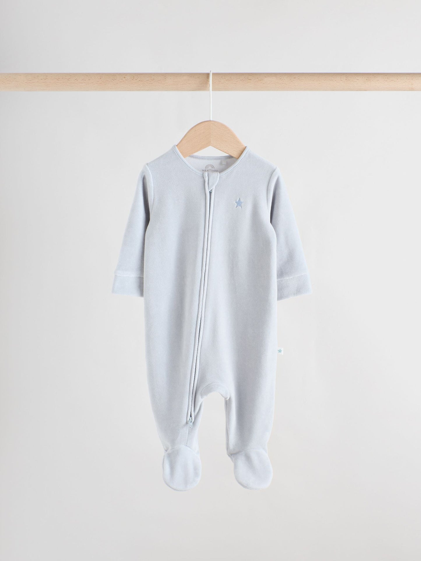 Blue Baby Velour Two Way Zip Sleepsuits 2 Pack (0mths-2yrs)