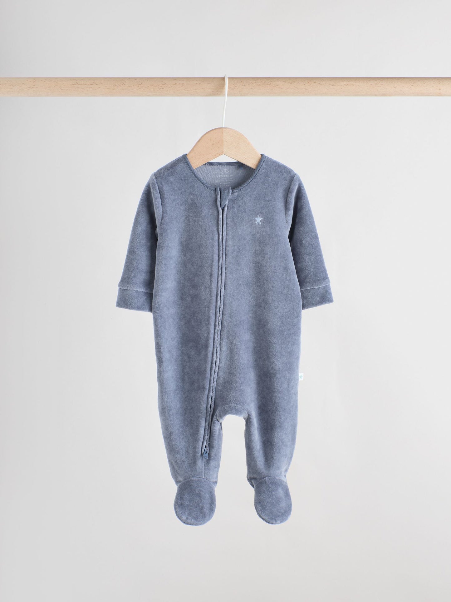Blue Baby Velour Two Way Zip Sleepsuits 2 Pack (0mths-2yrs)