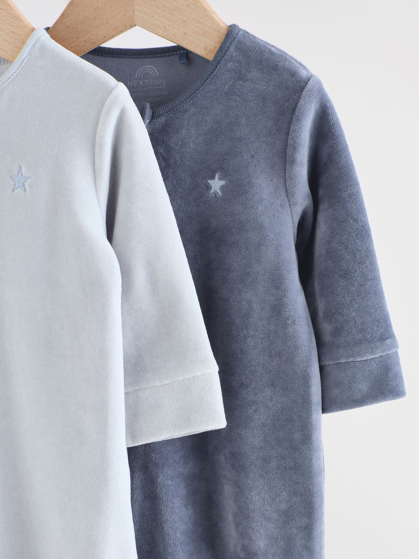 Blue Baby Velour Two Way Zip Sleepsuits 2 Pack (0mths-2yrs)