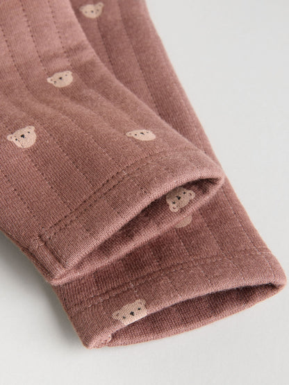 Brown Baby Quilted Bear Sleepsuits 2 Pack image 7
