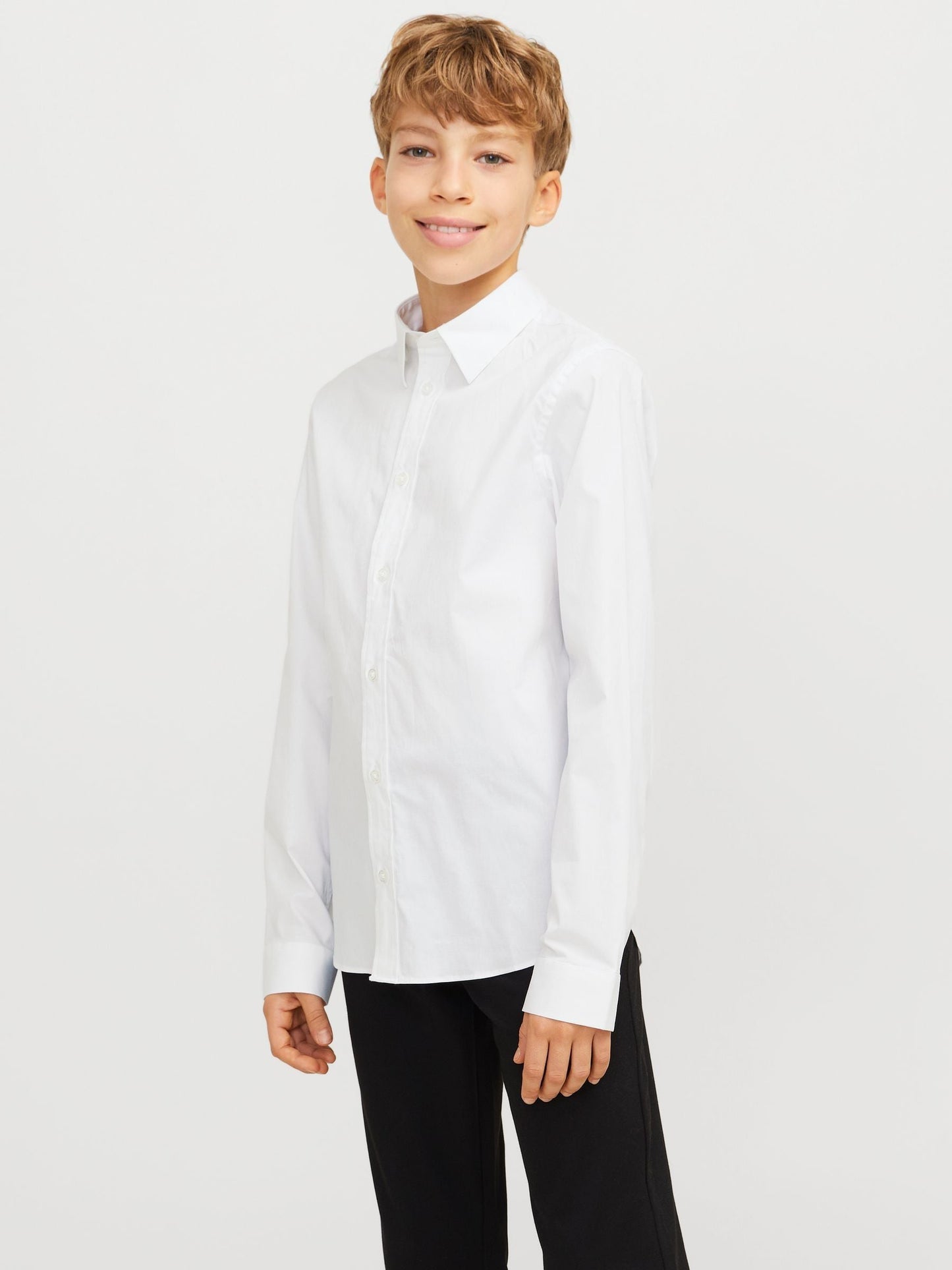 Dsiney Kidz - JACK & JONES Junior White Stretch Long Sleeve Shirt image 1