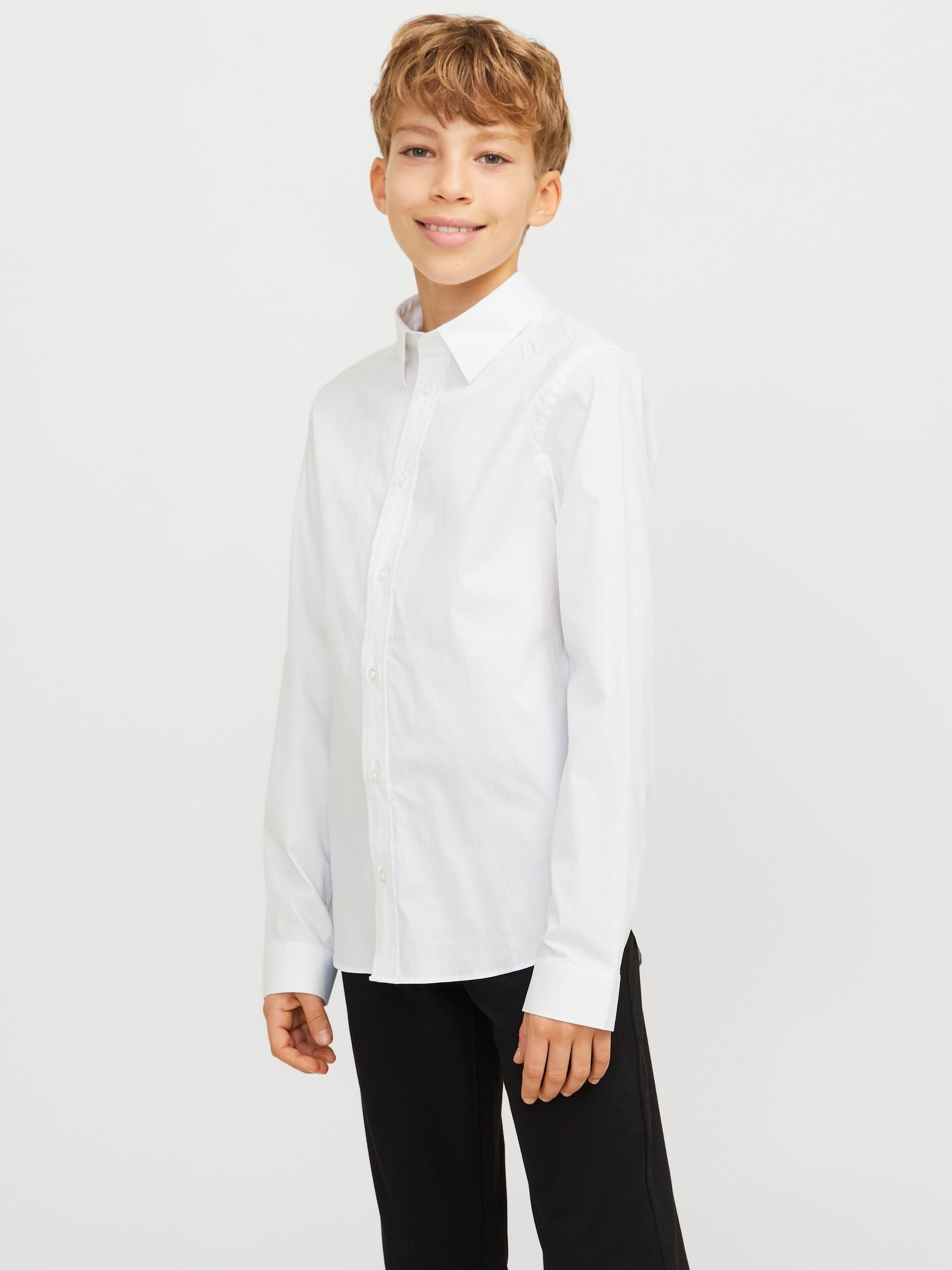 Dsiney Kidz - JACK & JONES Junior White Stretch Long Sleeve Shirt image 1