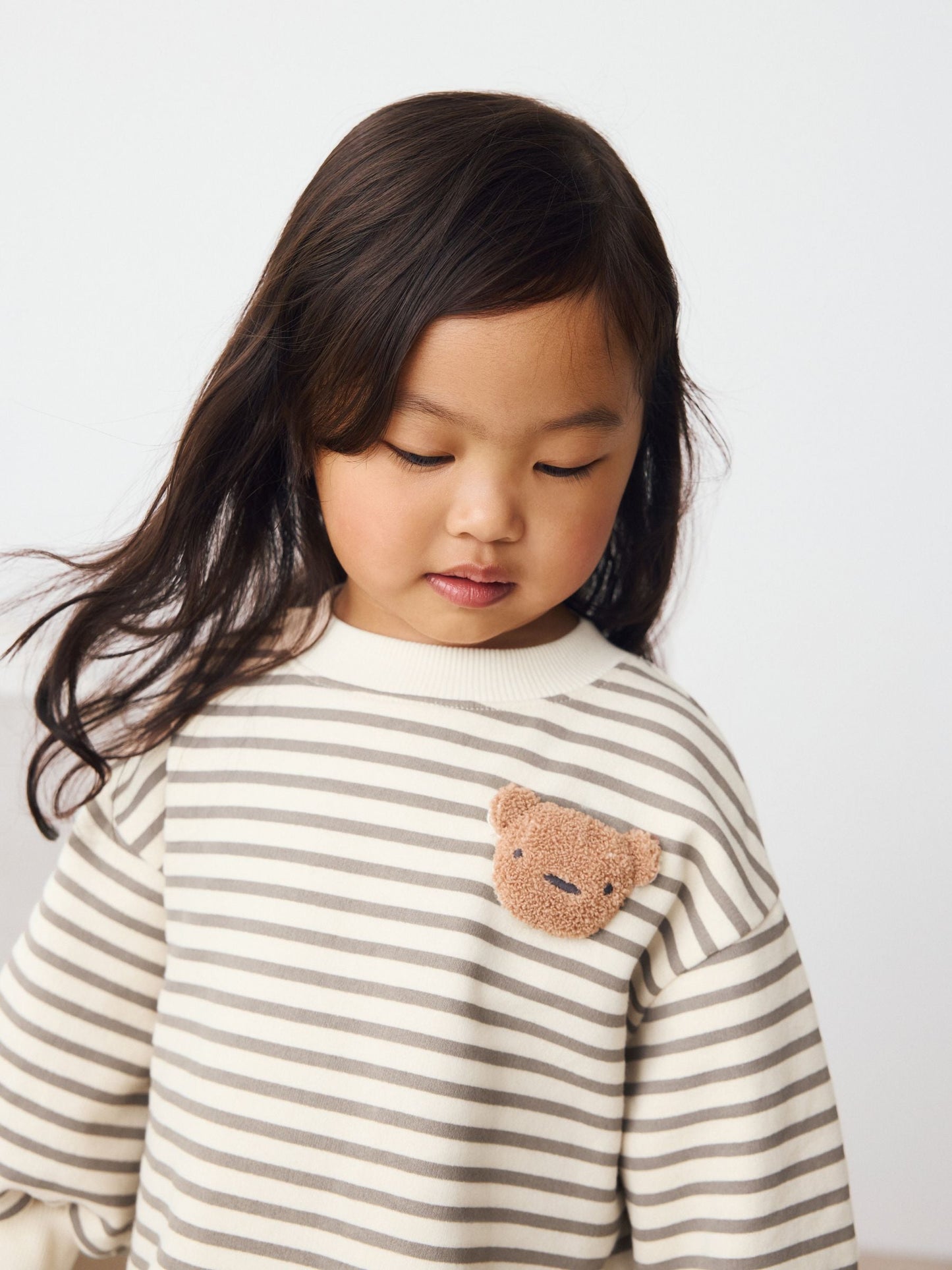 Striped Teddy Bear Relaxed Sweat Dress (3mths-7yrs)