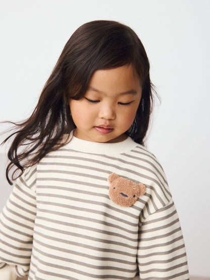 Striped Teddy Bear Relaxed Sweat Dress (3mths-7yrs)