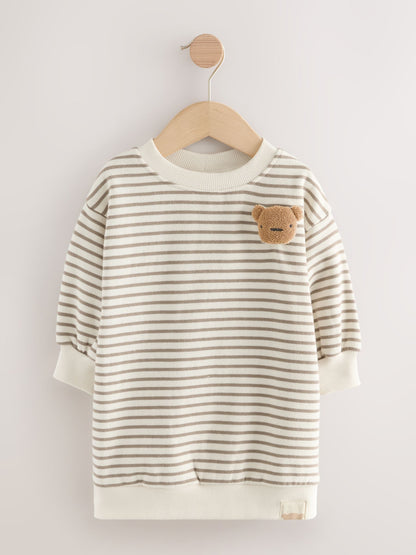 Striped Teddy Bear Relaxed Sweat Dress (3mths-7yrs)
