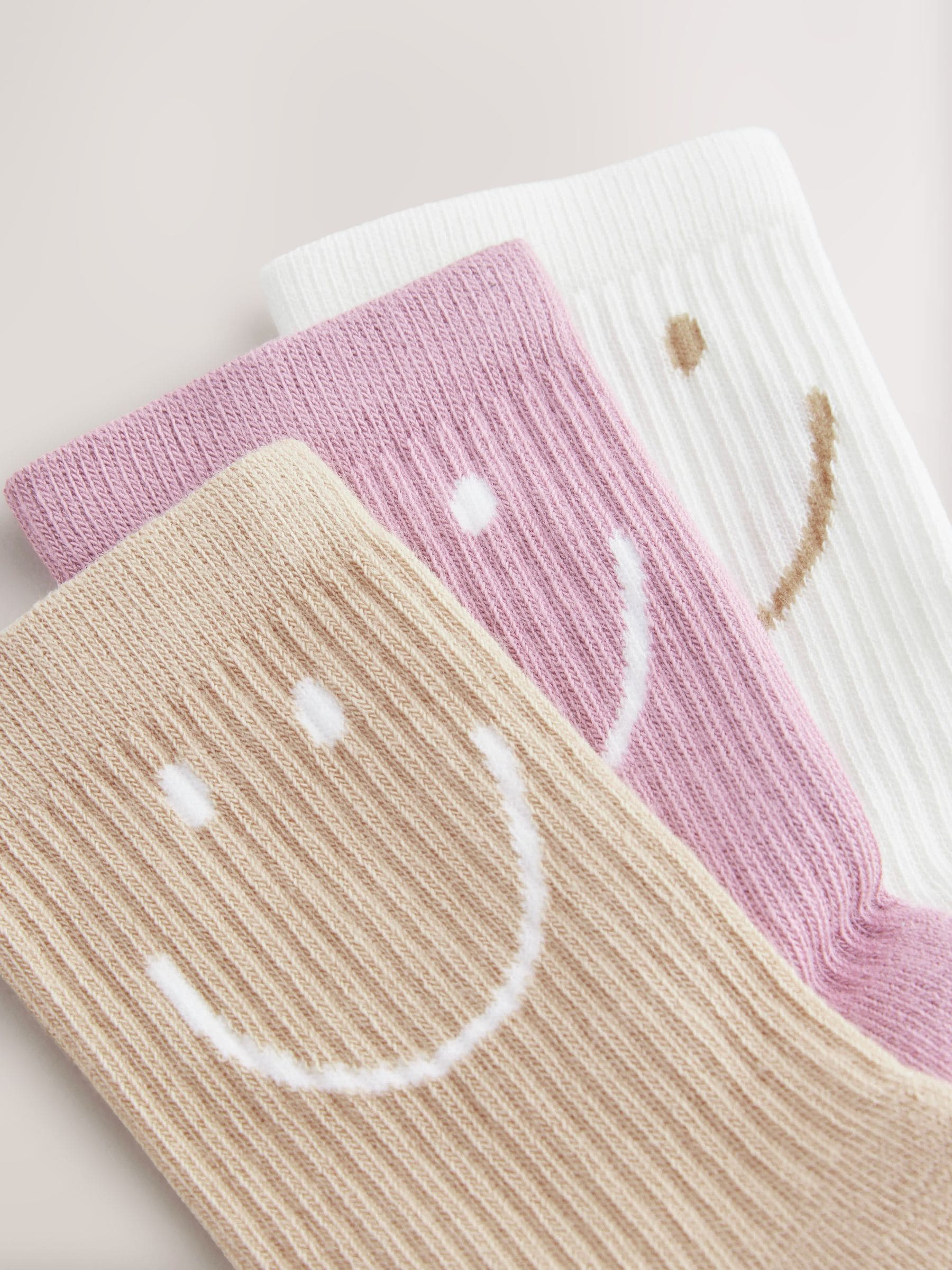 Purple, White and Neutral Cotton Rich Cushioned Sole Ankle Socks 3 Pack image 2