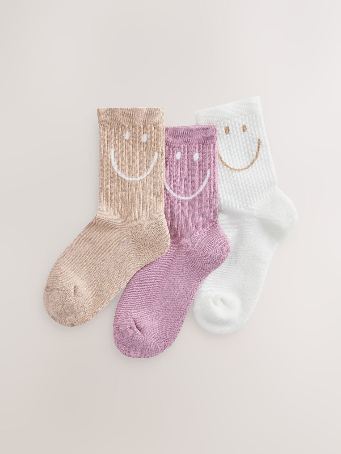 Purple, White and Neutral Cotton Rich Cushioned Sole Ankle Socks 3 Pack image 1
