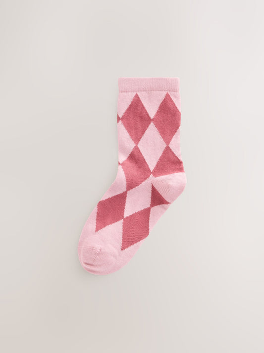 Pink and Red Cotton Rich Ankle Socks 3 Pack image 3