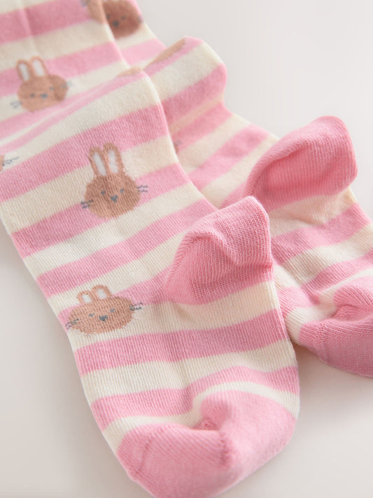 Pink/Cream Cotton Rich Bunny Character Tights image 3