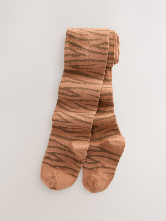 Neutral Cotton Rich Zebra Print Tight image 1