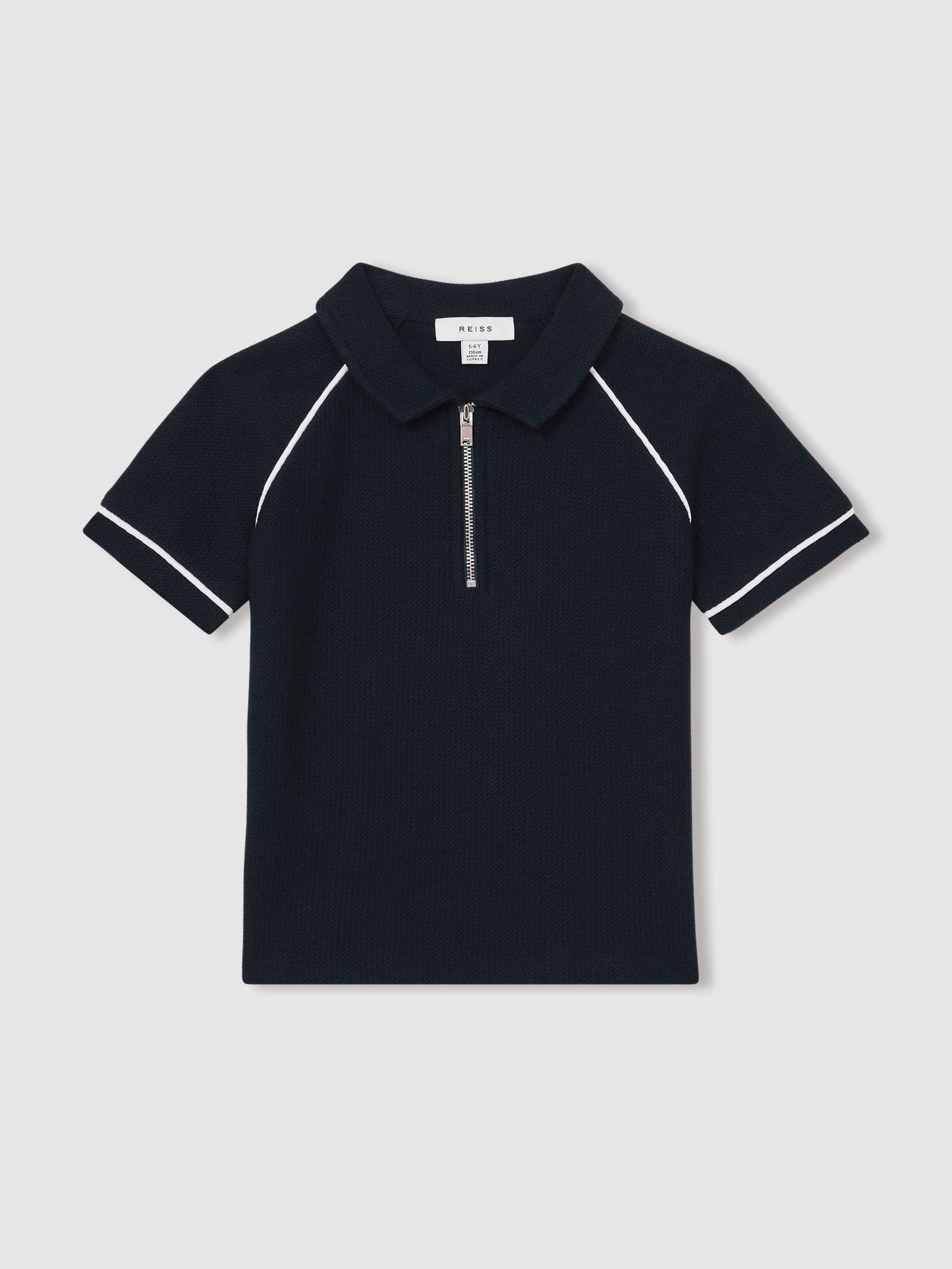 Dsiney Kidz - Reiss Navy Lolland 9-13 yrs Cotton Textured Half-Zip Polo Shirt image 2