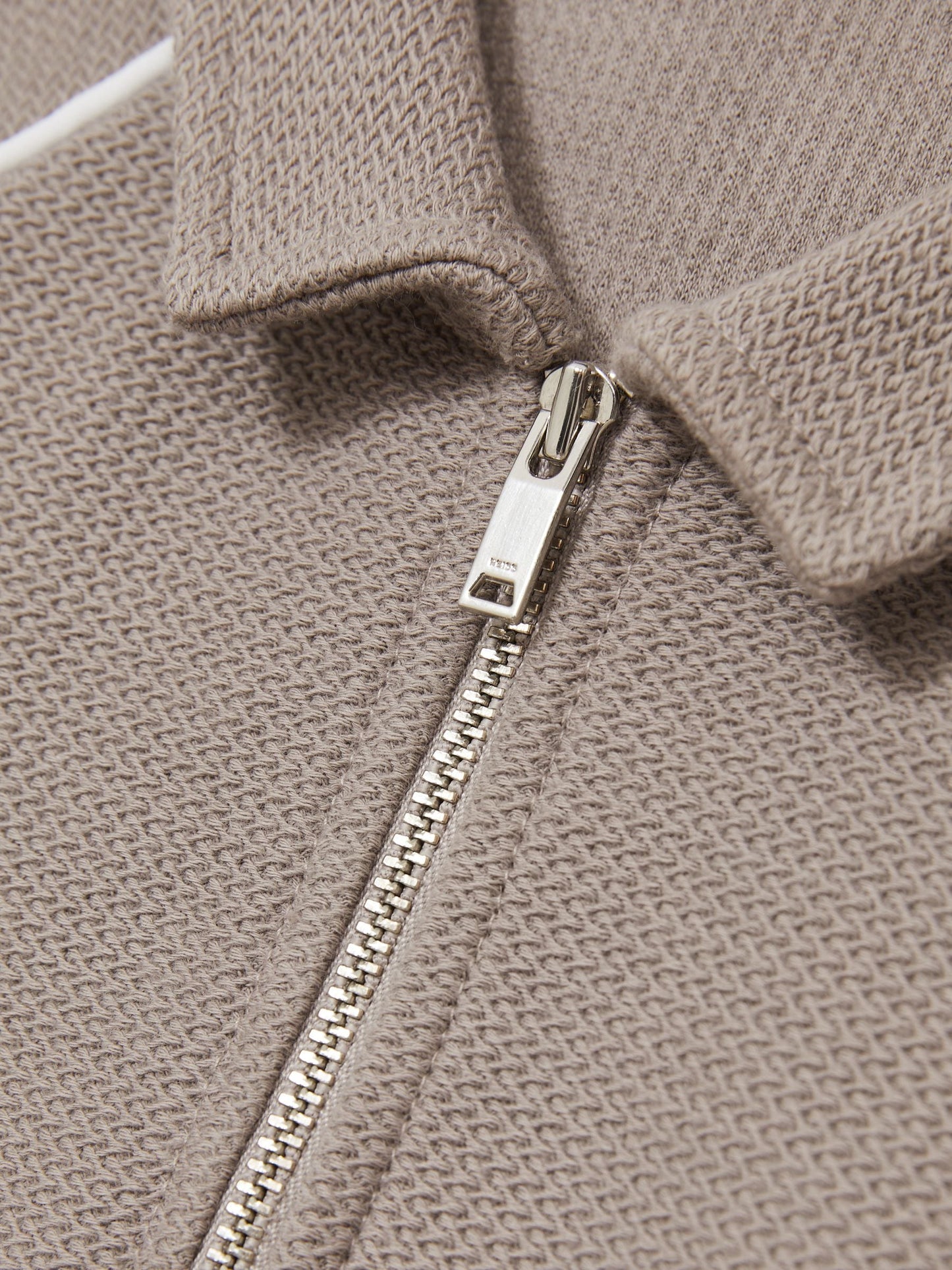 Dsiney Kidz - Reiss Mink Brown Lolland 9-13 yrs Cotton Textured Half-Zip Polo Shirt image 4