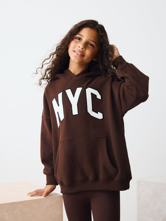Chocolate Brown Slogan Hoodie (3-16yrs)