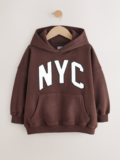 Chocolate Brown Slogan Hoodie (3-16yrs)