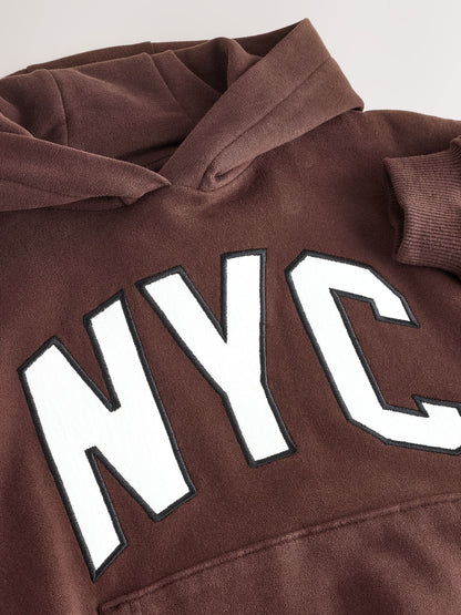 Chocolate Brown Slogan Hoodie (3-16yrs)