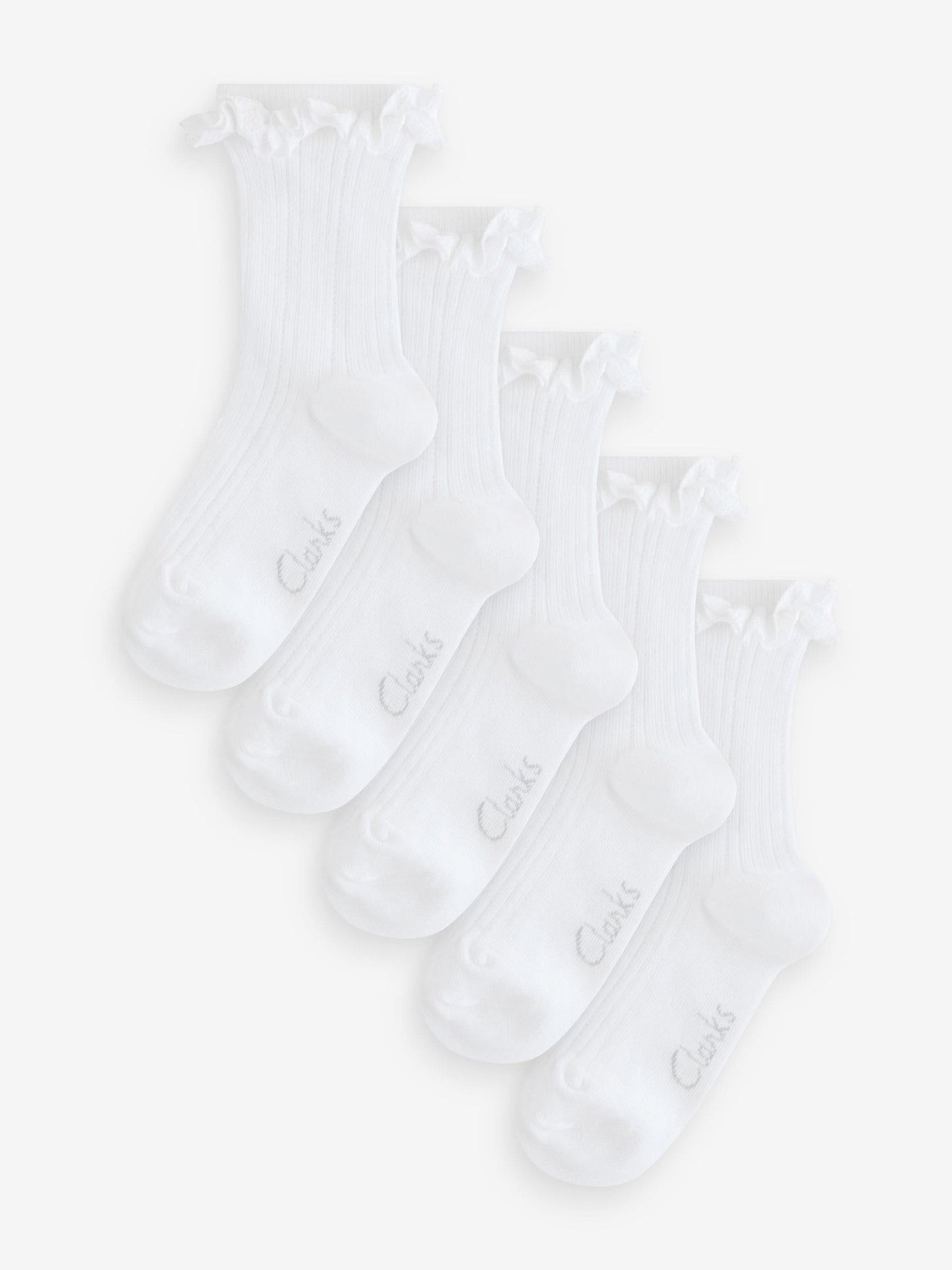 Clarks White Frill School Socks 5 Pack image 1