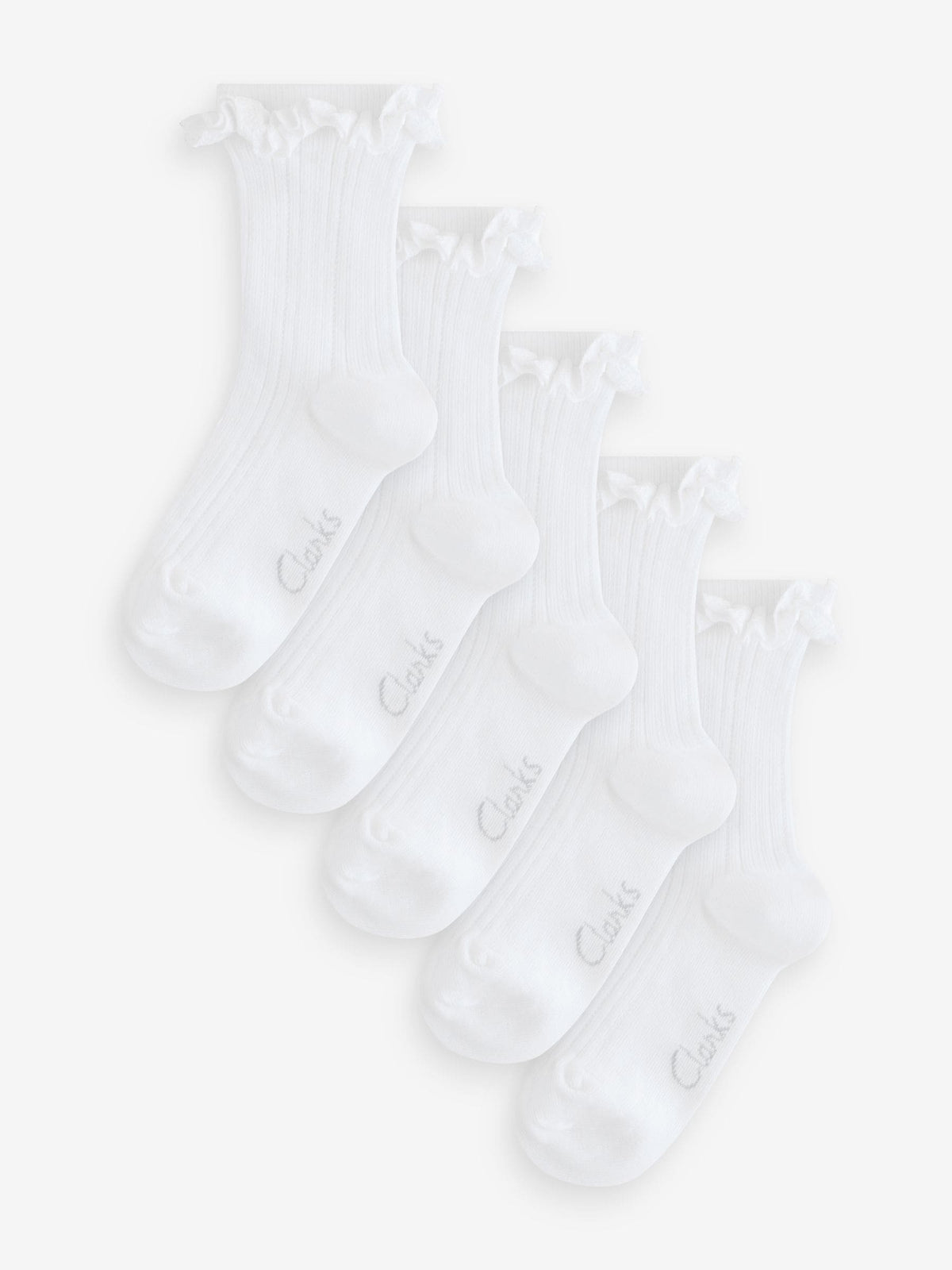 Clarks White Frill School Socks 5 Pack image 1