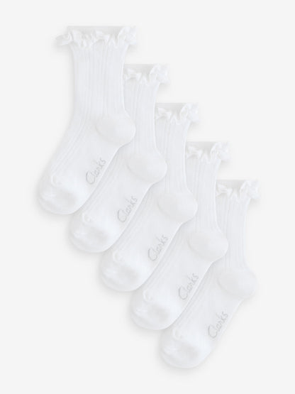 Clarks White Frill School Socks 5 Pack image 1