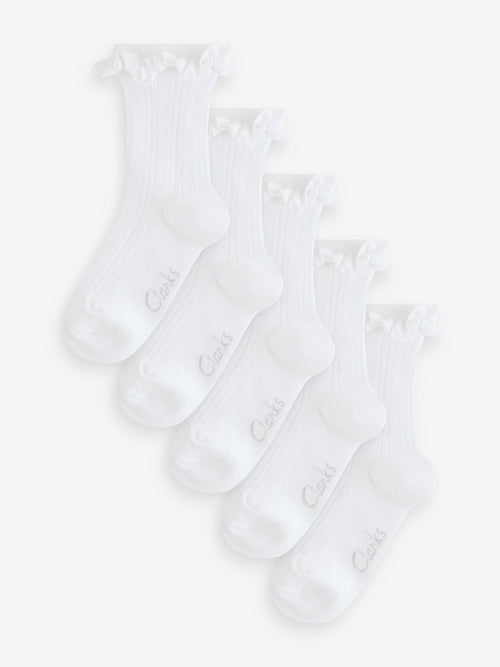 Clarks White Frill School Socks 5 Pack image 1