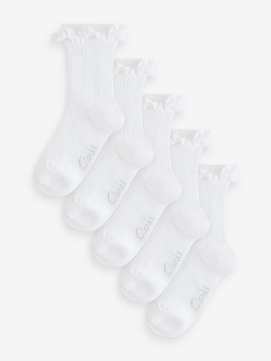 Clarks White Frill School Socks 5 Pack image 1