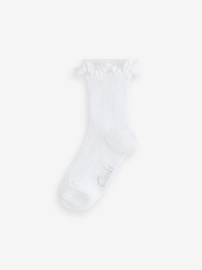 Clarks White Frill School Socks 5 Pack image 2