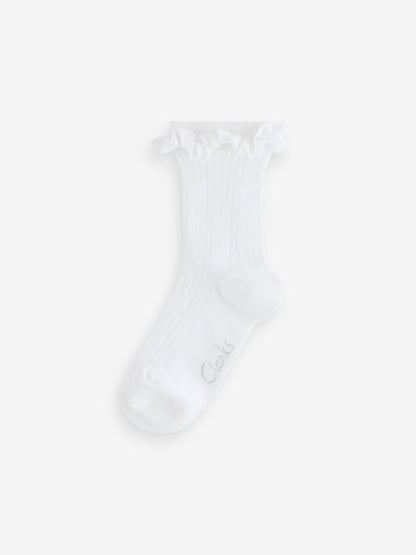 Clarks White Frill School Socks 5 Pack image 3