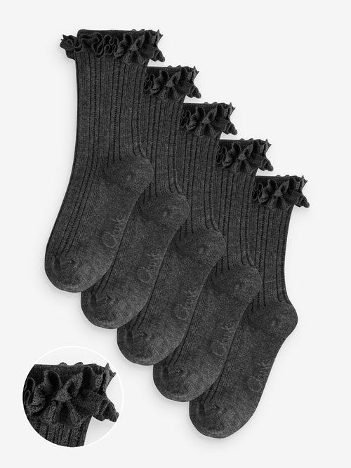 Clarks Grey Frill School Socks 5 Pack image 1