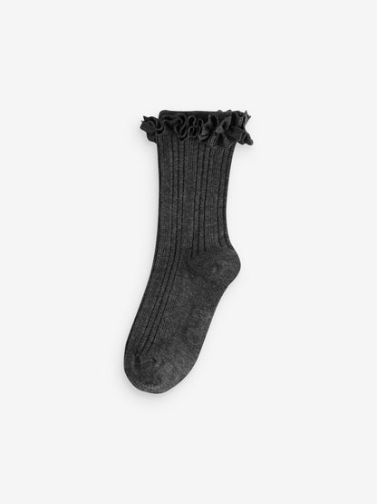 Clarks Grey Frill School Socks 5 Pack image 3