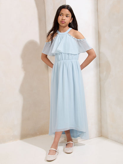 Lipsy Blue Cold Shoulder Embellished Occasion Dress (7-16yrs) - image 1
