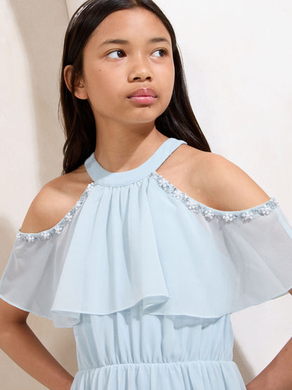 Lipsy Blue Cold Shoulder Embellished Occasion Dress (7-16yrs) - image 2