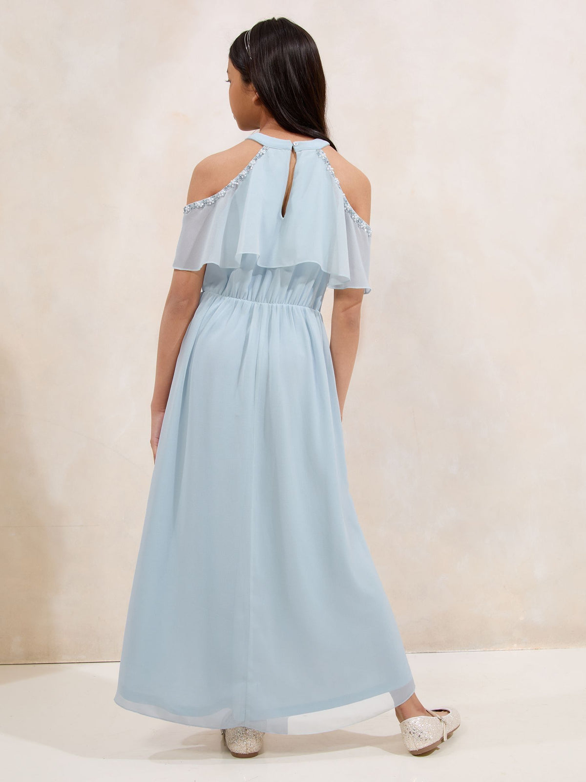 Lipsy Blue Cold Shoulder Embellished Occasion Dress (7-16yrs) - image 5