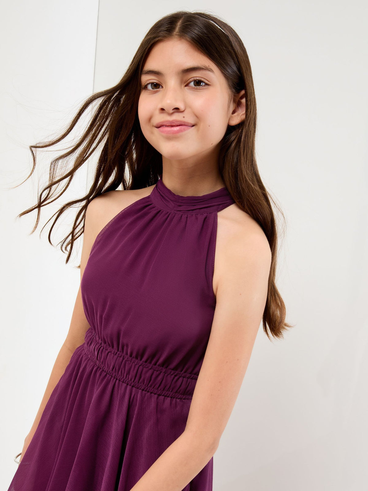 Lipsy Plum Purple Hanky Hem Halter Occasion Dress (7-16yrs) - image 2