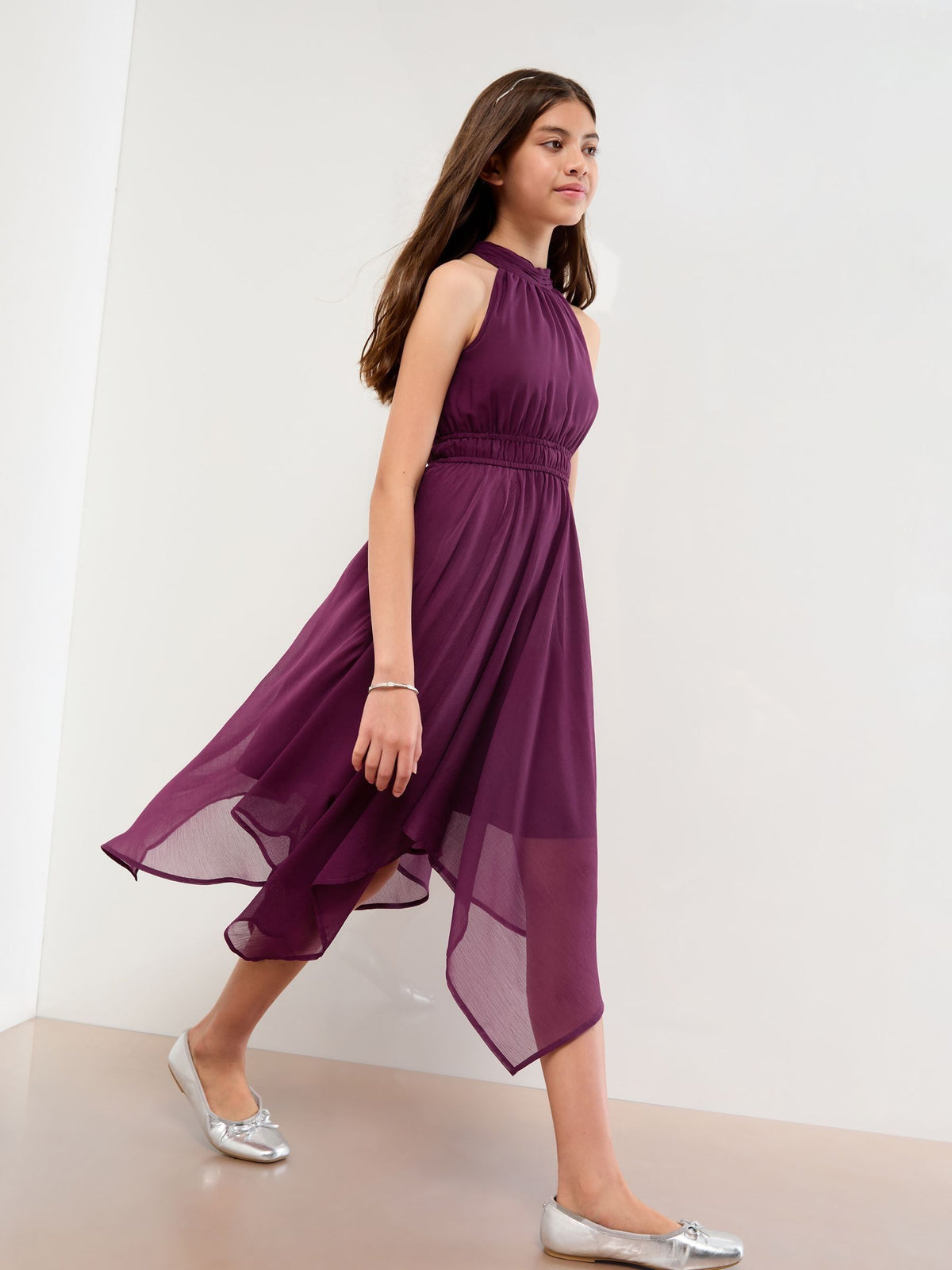 Lipsy Plum Purple Hanky Hem Halter Occasion Dress (7-16yrs) - image 3