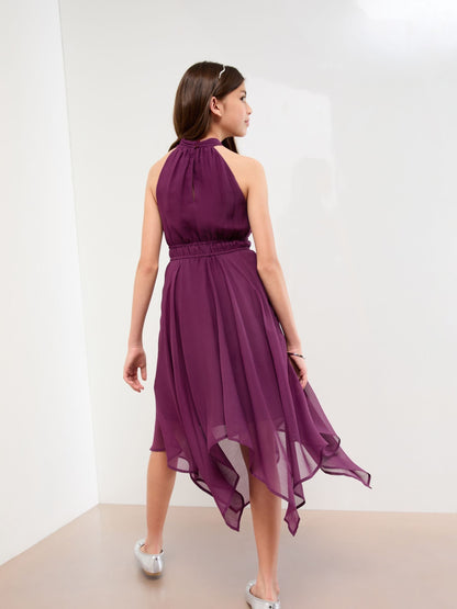 Lipsy Plum Purple Hanky Hem Halter Occasion Dress (7-16yrs) - image 4