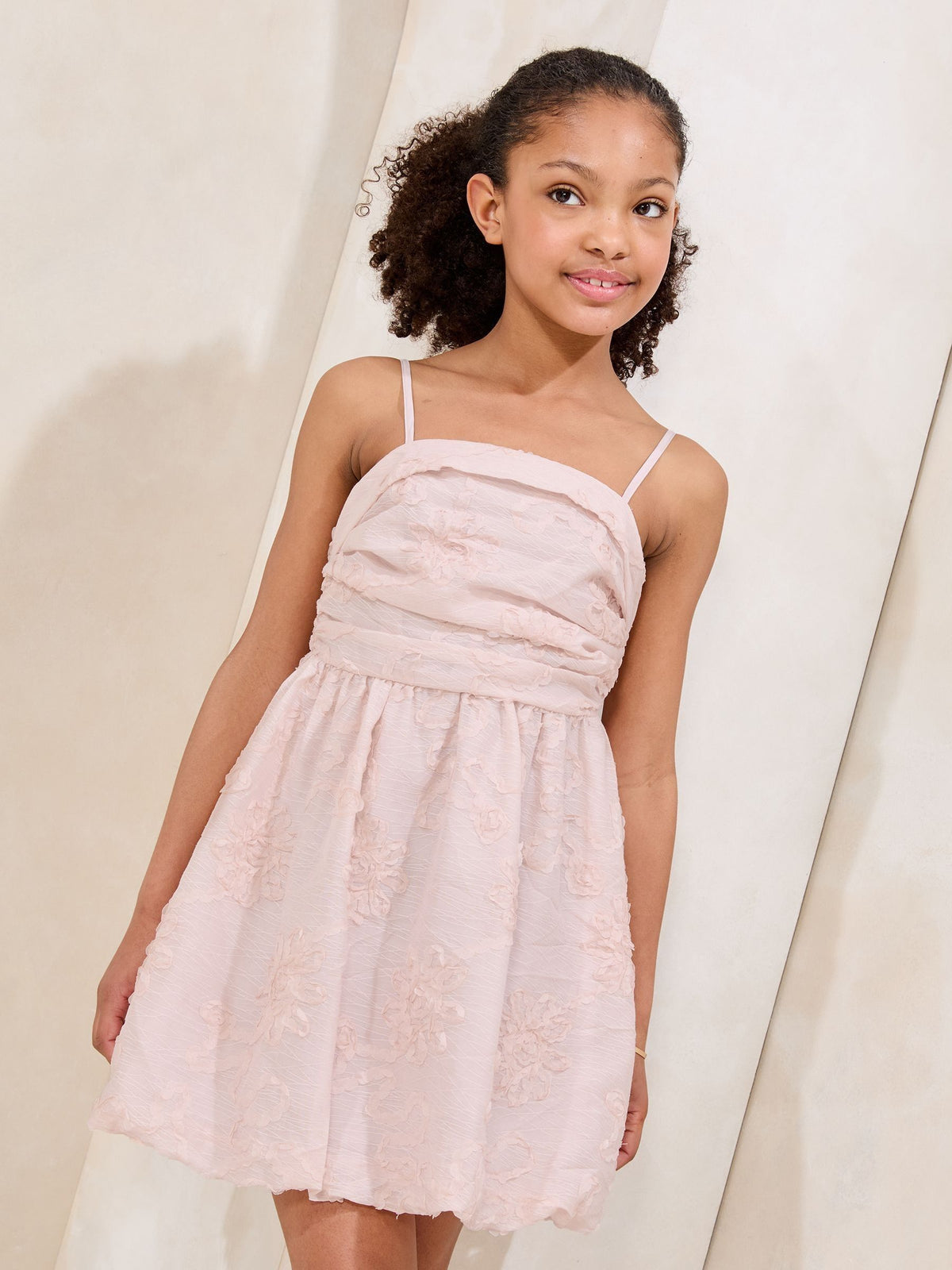 Lipsy Pink Mini Teen Jacquard Puffball Dress (10-16yrs) - image 1