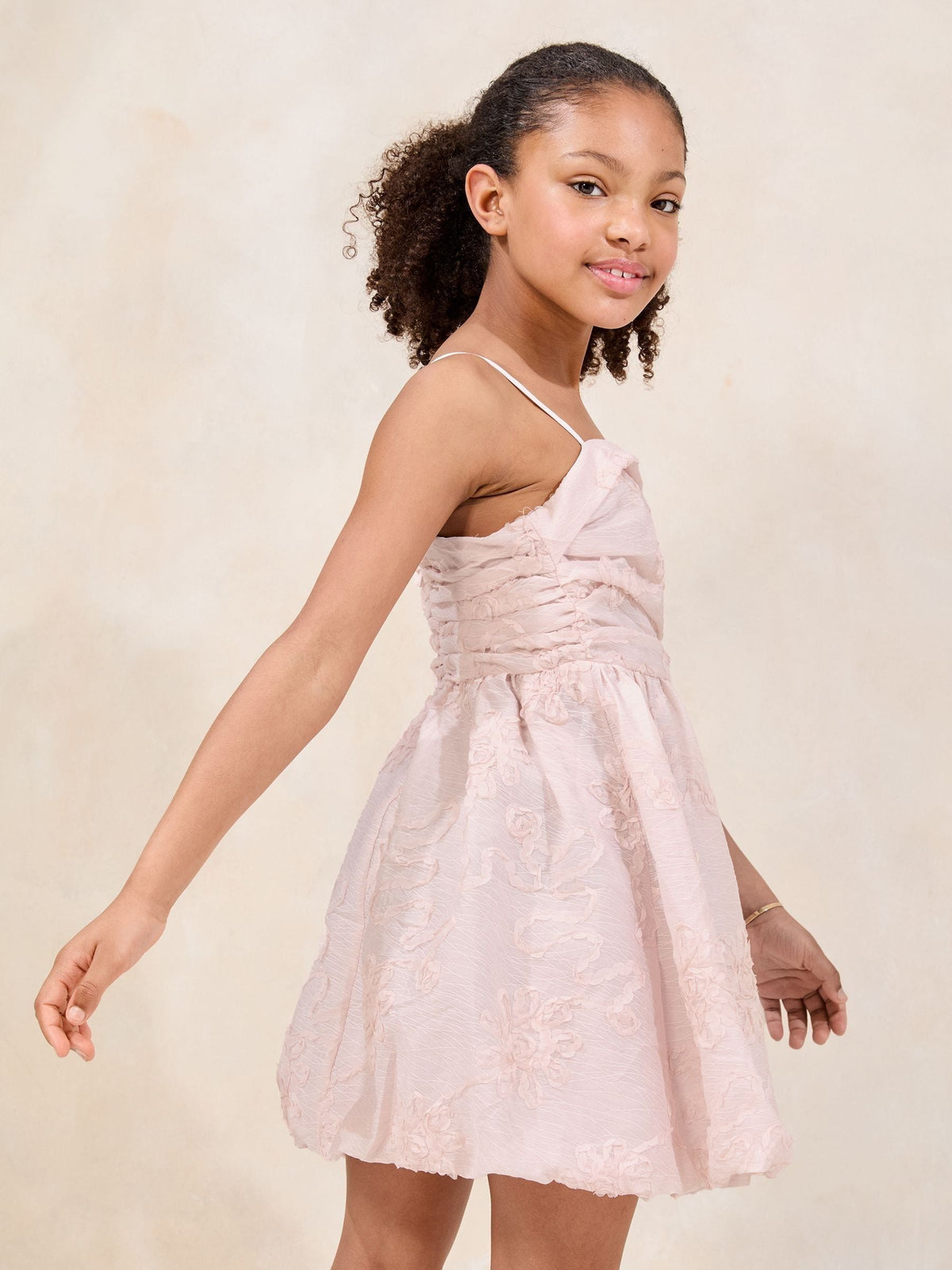 Lipsy Pink Mini Teen Jacquard Puffball Dress (10-16yrs) - image 4