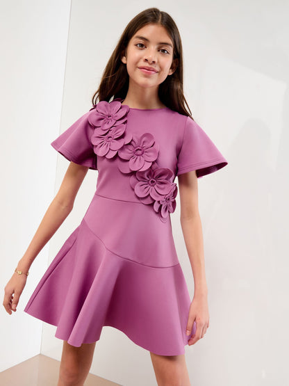 Lipsy Purple Scuba 3D Corsage Dress (5-14yrs) - image 1