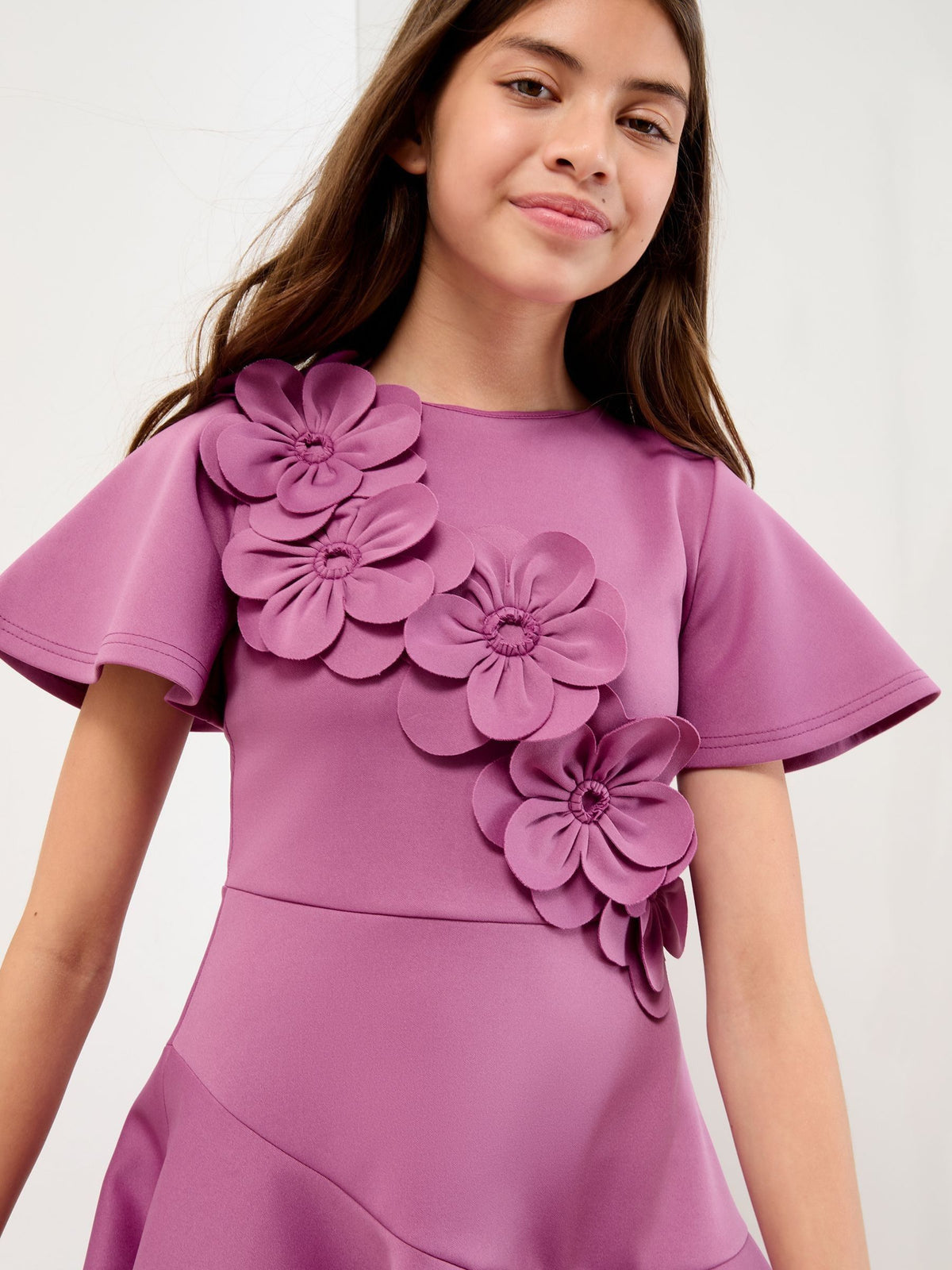 Lipsy Purple Scuba 3D Corsage Dress (5-14yrs) - image 2