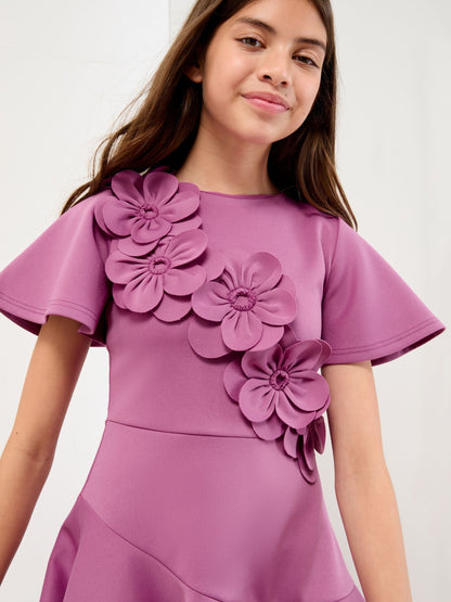 Lipsy Purple Scuba 3D Corsage Dress (5-14yrs) - image 2