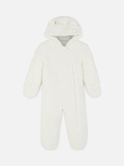 Primark White Bear Hooded Pramsuit