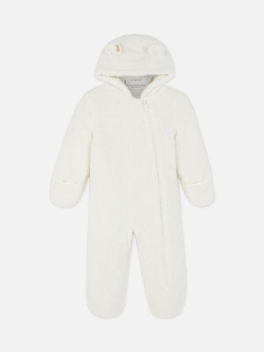 Primark White Bear Hooded Pramsuit