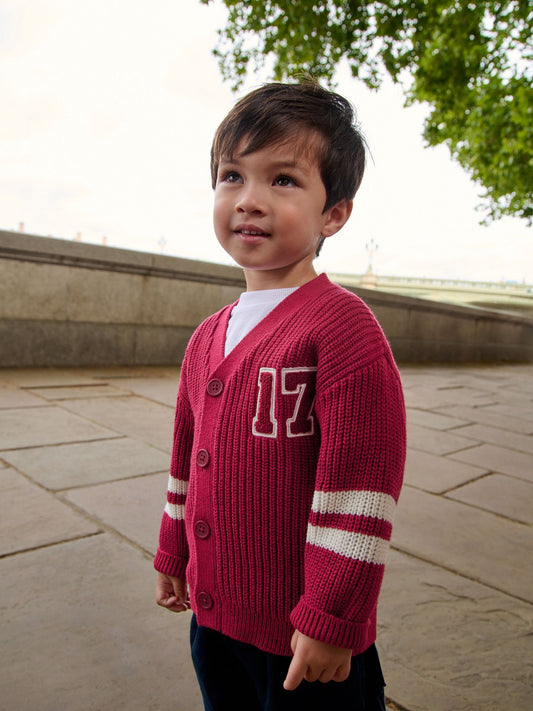 Red Varsity Character Cardigan (3mths-7yrs) - image 1